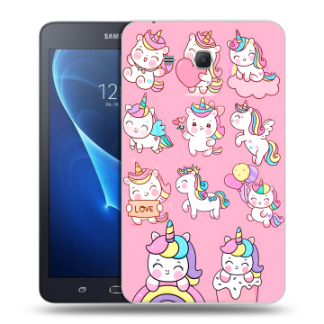 Силиконовый чехол на Samsung Galaxy Tab A 7 (2016) с принтом Единороги и радуга Силиконовый чехол на Samsung Galaxy Tab A 7 (2016) с принтом Единороги и радуга