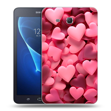Силиконовый чехол на Samsung Galaxy Tab A 7 (2016) с принтом розовые сердечки Силиконовый чехол на Samsung Galaxy Tab A 7 (2016) с принтом розовые сердечки