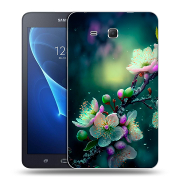 Силиконовый чехол на Samsung Galaxy Tab A 7 (2016) с принтом Цветы и мрамор