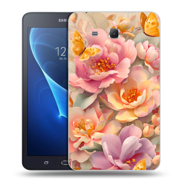 Силиконовый чехол на Samsung Galaxy Tab A 7 (2016) с принтом Цветы и бабочки