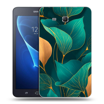 Силиконовый чехол на Samsung Galaxy Tab A 7 (2016) с принтом Листья и золото