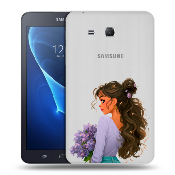Силиконовый чехол на Samsung Galaxy Tab A 7 (2016) с принтом девушка цветы