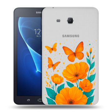 Силиконовый чехол на Samsung Galaxy Tab A 7 (2016) с принтом цветы бабочки
