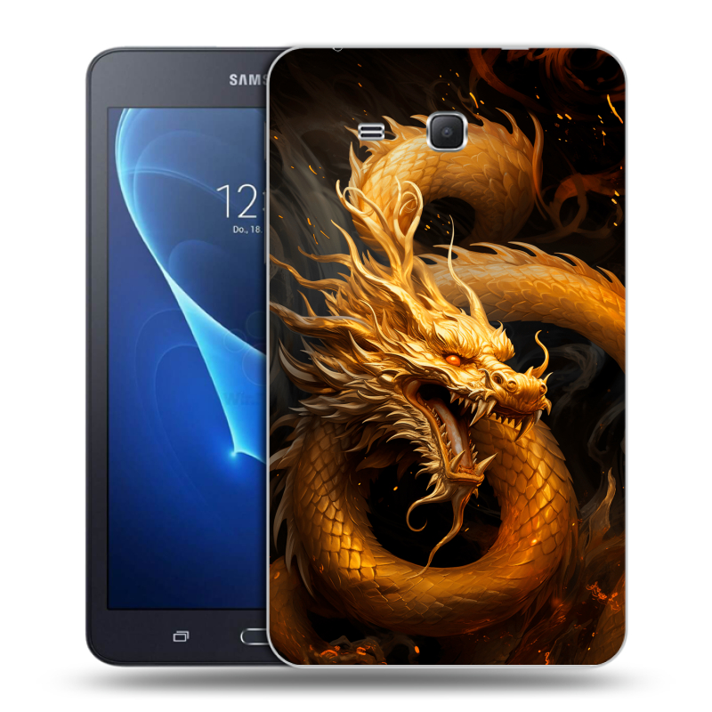 Силиконовый чехол на Samsung Galaxy Tab A 7 (2016) с принтом Золотой дракон Силиконовый чехол на Samsung Galaxy Tab A 7 (2016) с принтом Золотой дракон
