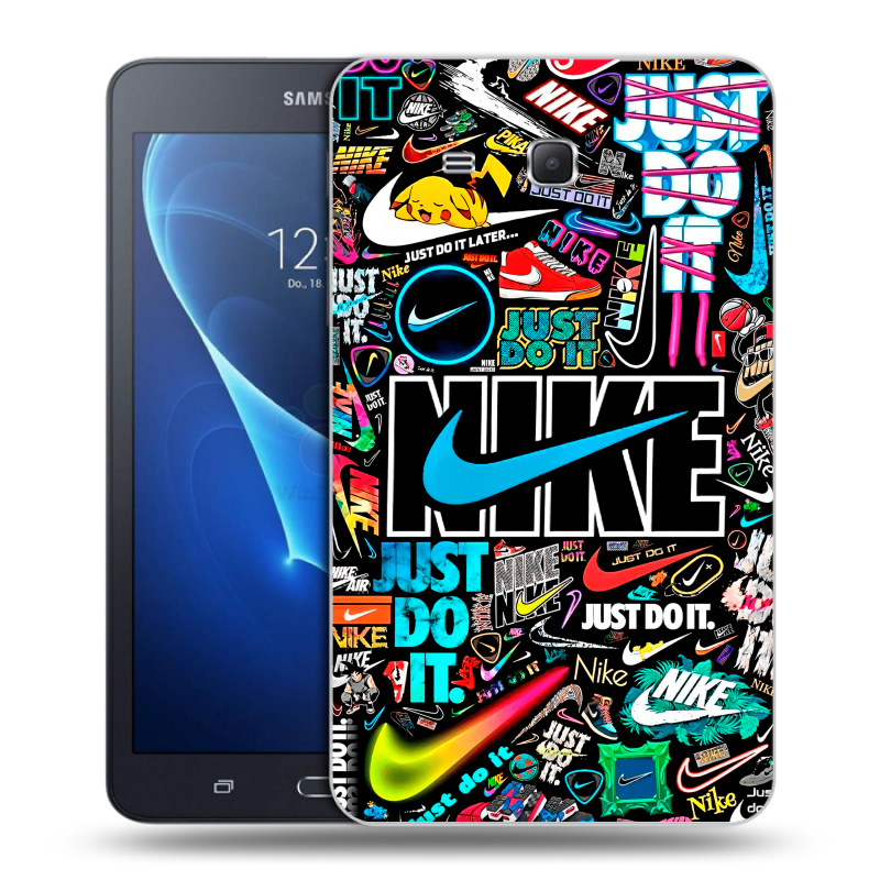 Силиконовый чехол на Samsung Galaxy Tab A 7 (2016) с принтом найк nike черный Силиконовый чехол на Samsung Galaxy Tab A 7 (2016) с принтом найк nike черный