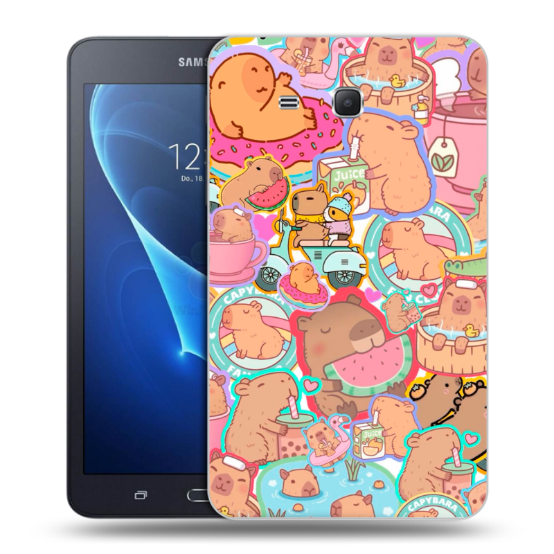 Силиконовый чехол на Samsung Galaxy Tab A 7 (2016) с принтом капибары Силиконовый чехол на Samsung Galaxy Tab A 7 (2016) с принтом капибары