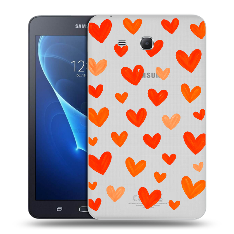 Силиконовый чехол на Samsung Galaxy Tab A 7 (2016) с принтом Сердечки Силиконовый чехол на Samsung Galaxy Tab A 7 (2016) с принтом Сердечки