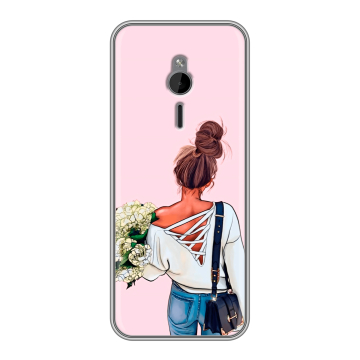 Силиконовый чехол на Nokia 230 с принтом Девушка и букет Силиконовый чехол на Nokia 230 с принтом Девушка и букет