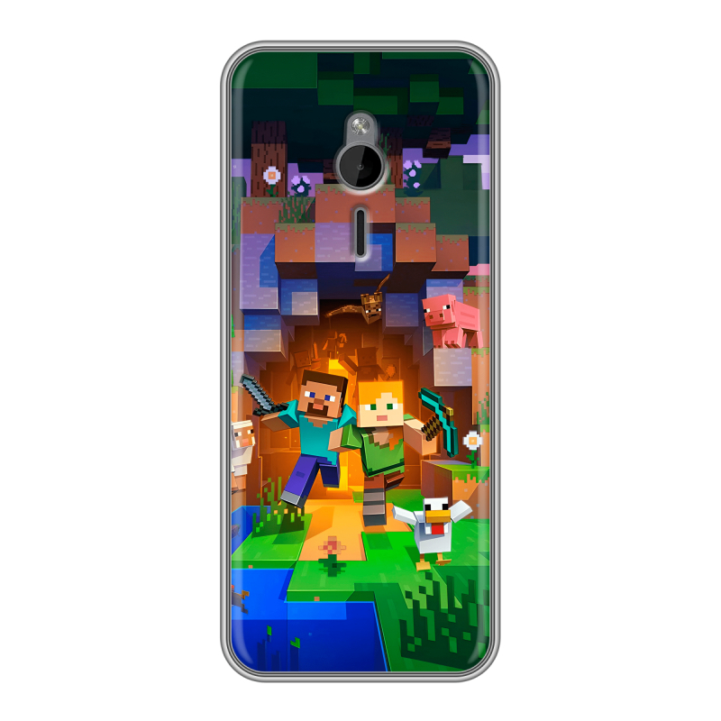 Силиконовый чехол на Nokia 230 с принтом Майнкрафт Minecraft Силиконовый чехол на Nokia 230 с принтом Майнкрафт Minecraft