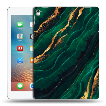 Силиконовый чехол на планшета Ipad Pro 9.7 с принтом Мрамор зеленое золото