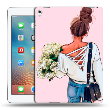 Силиконовый чехол на планшета Ipad Pro 9.7 с принтом Девушка и букет