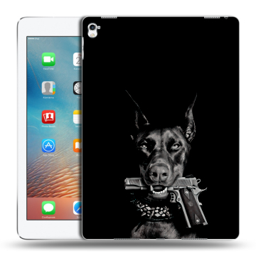 Силиконовый чехол на планшета Ipad Pro 9.7 с принтом Доберман и пистолет