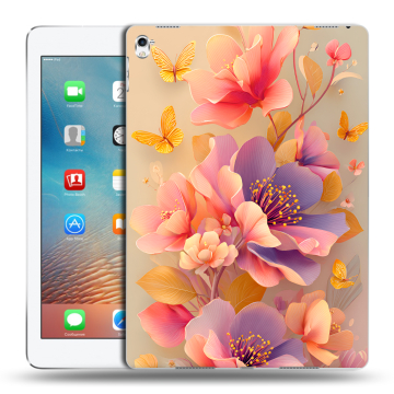 Силиконовый чехол на Ipad Pro 9.7 с принтом Цветы и бабочки