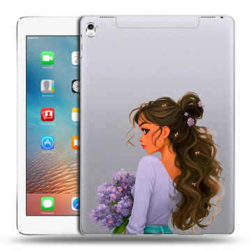 Силиконовый чехол на Ipad Pro 9.7 с принтом девушка цветы