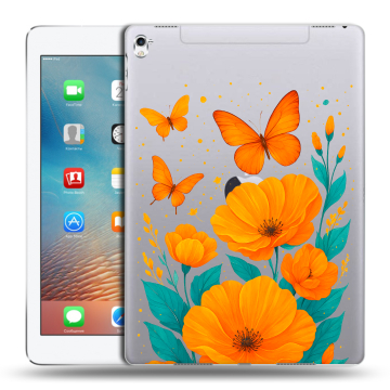 Силиконовый чехол на Ipad Pro 9.7 с принтом цветы бабочки