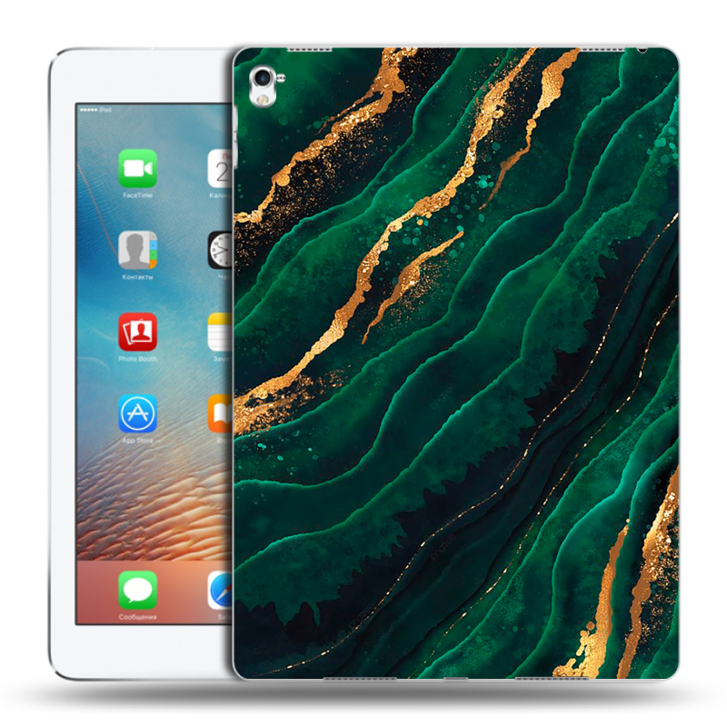 Силиконовый чехол на Ipad Pro 9.7 с принтом Мрамор зеленое золото Силиконовый чехол на Ipad Pro 9.7 с принтом Мрамор зеленое золото