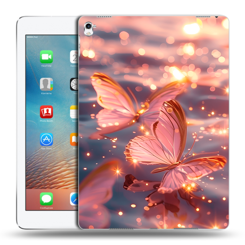 Пластиковый чехол на Ipad Pro 9.7 с принтом бабочки розовые Пластиковый чехол на Ipad Pro 9.7 с принтом бабочки розовые