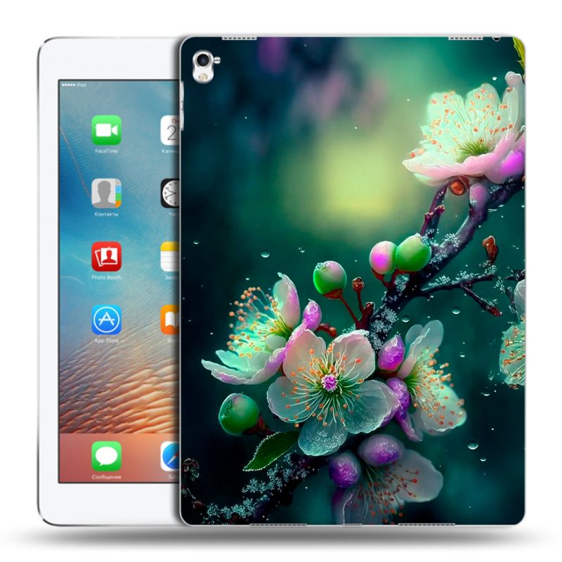 Силиконовый чехол на Ipad Pro 9.7 с принтом Цветы и мрамор Силиконовый чехол на Ipad Pro 9.7 с принтом Цветы и мрамор