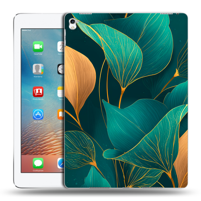 Пластиковый чехол на Ipad Pro 9.7 с принтом Листья и золото Пластиковый чехол на Ipad Pro 9.7 с принтом Листья и золото