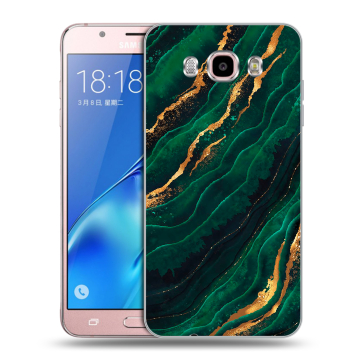 Силиконовый чехол на Samsung Galaxy J5 (2016) с принтом Мрамор зеленое золото