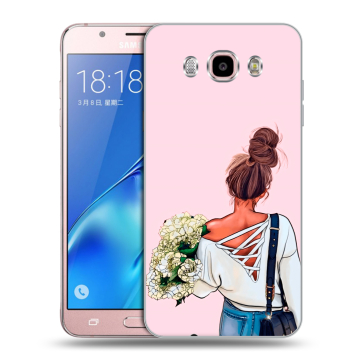 Силиконовый чехол на Samsung Galaxy J5 (2016) с принтом Девушка и букет