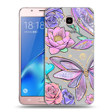 Силиконовый чехол на Samsung Galaxy J5 (2016) с принтом Бабочки и цветы Силиконовый чехол на Samsung Galaxy J5 (2016) с принтом Бабочки и цветы