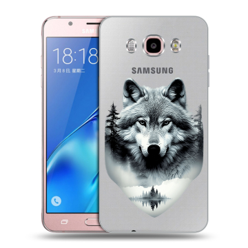Силиконовый чехол на Samsung Galaxy J5 (2016) с принтом Волк в лесу Силиконовый чехол на Samsung Galaxy J5 (2016) с принтом Волк в лесу