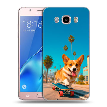 Силиконовый чехол на Samsung Galaxy J5 (2016) с принтом Корги на скейте Силиконовый чехол на Samsung Galaxy J5 (2016) с принтом Корги на скейте