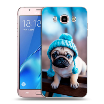 Силиконовый чехол на Samsung Galaxy J5 (2016) с принтом Мопс в шапке Силиконовый чехол на Samsung Galaxy J5 (2016) с принтом Мопс в шапке