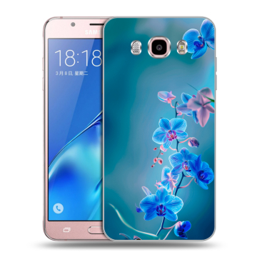 Силиконовый чехол на Samsung Galaxy J5 (2016) с принтом Голубые цветы Силиконовый чехол на Samsung Galaxy J5 (2016) с принтом Голубые цветы