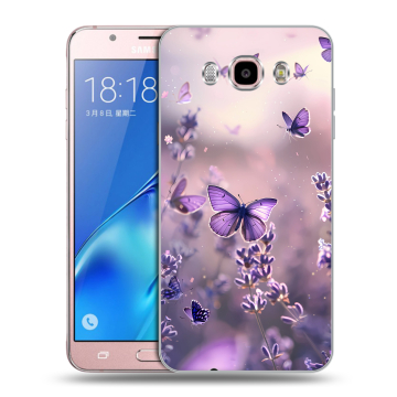 Силиконовый чехол на Samsung Galaxy J5 (2016) с принтом бабочки и лаванда Силиконовый чехол на Samsung Galaxy J5 (2016) с принтом бабочки и лаванда