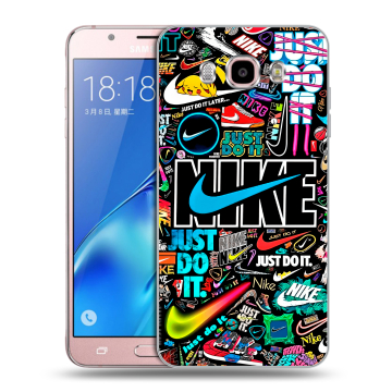 Силиконовый чехол на Samsung Galaxy J5 (2016) с принтом найк nike черный Силиконовый чехол на Samsung Galaxy J5 (2016) с принтом найк nike черный