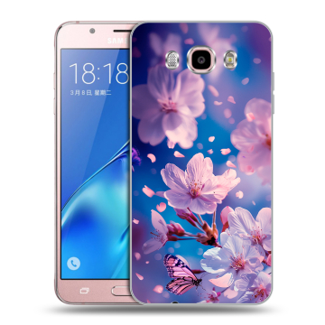Силиконовый чехол на Samsung Galaxy J5 (2016) с принтом цветы бабочки Силиконовый чехол на Samsung Galaxy J5 (2016) с принтом цветы бабочки