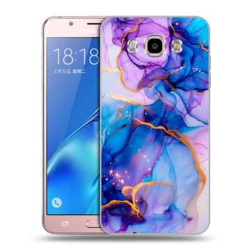 Силиконовый чехол на Samsung Galaxy J5 (2016) с принтом синий мрамор Силиконовый чехол на Samsung Galaxy J5 (2016) с принтом синий мрамор