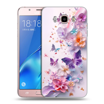Силиконовый чехол на Samsung Galaxy J5 (2016) с принтом цветы бабочки Силиконовый чехол на Samsung Galaxy J5 (2016) с принтом цветы бабочки
