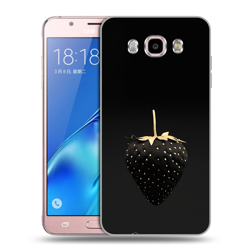 Силиконовый противоударный чехол на Samsung Galaxy J5 (2016) с принтом Черная клубника Силиконовый противоударный чехол на Samsung Galaxy J5 (2016) с принтом Черная клубника