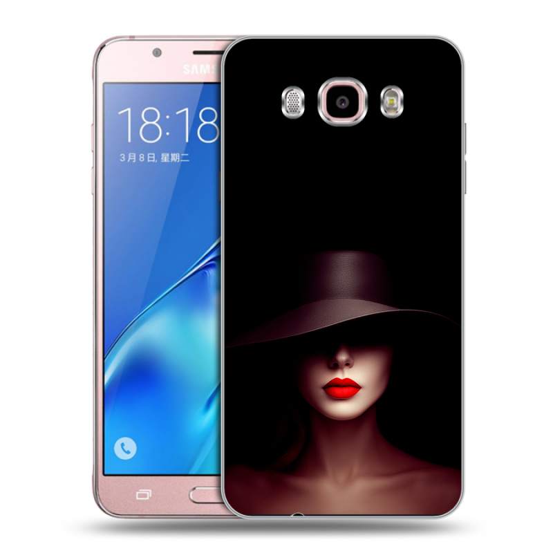 Силиконовый противоударный чехол на Samsung Galaxy J5 (2016) с принтом Девушка в шляпе Силиконовый противоударный чехол на Samsung Galaxy J5 (2016) с принтом Девушка в шляпе