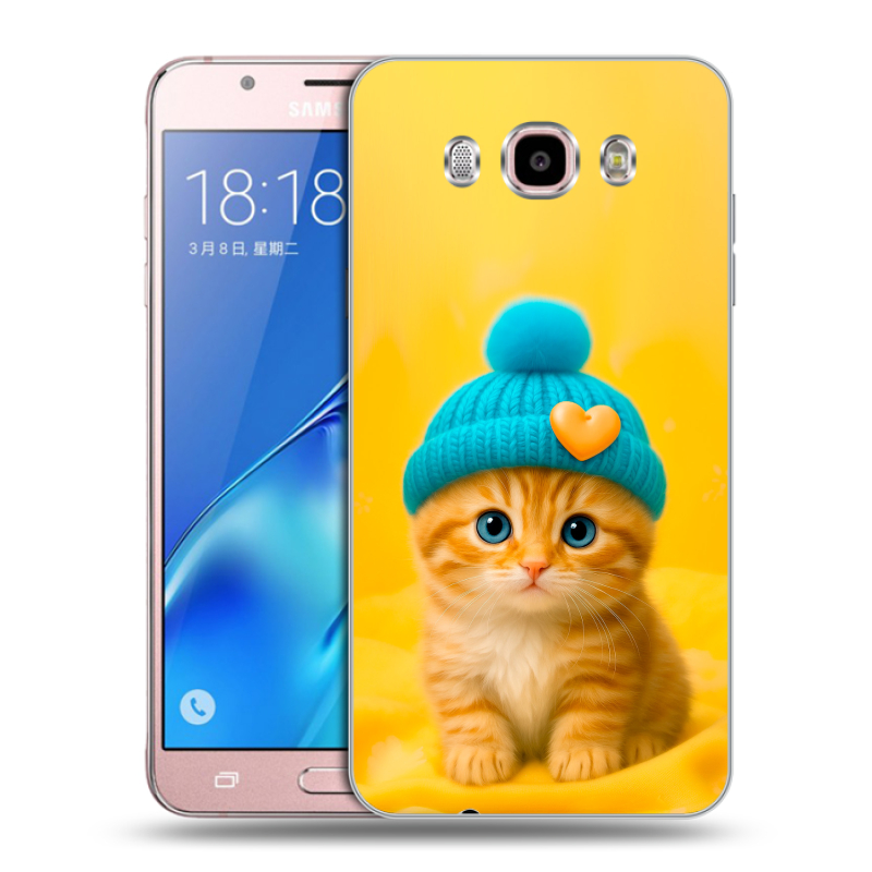 Силиконовый противоударный чехол на Samsung Galaxy J5 (2016) с принтом Котенок в шапке Силиконовый противоударный чехол на Samsung Galaxy J5 (2016) с принтом Котенок в шапке