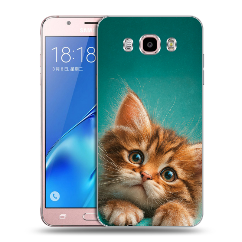 Силиконовый противоударный чехол на Samsung Galaxy J5 (2016) с принтом котенок Силиконовый противоударный чехол на Samsung Galaxy J5 (2016) с принтом котенок