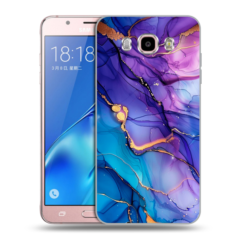 Силиконовый чехол на Samsung Galaxy J5 (2016) с принтом синий мрамор Силиконовый чехол на Samsung Galaxy J5 (2016) с принтом синий мрамор