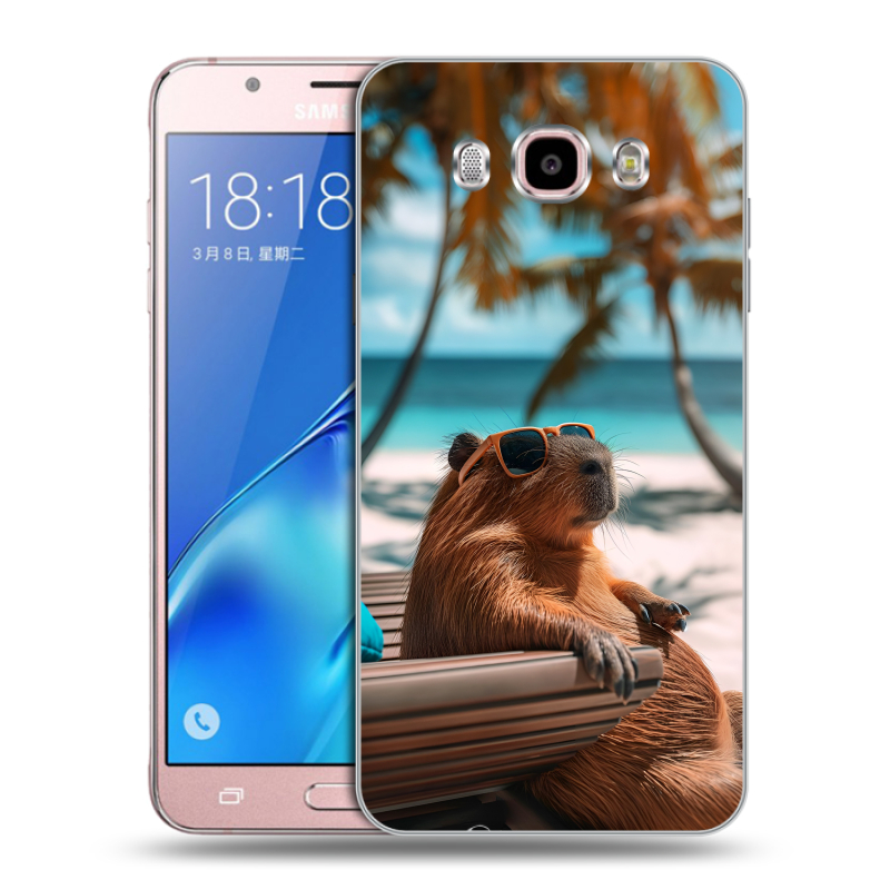 Силиконовый противоударный чехол на Samsung Galaxy J5 (2016) с принтом Капибара Силиконовый противоударный чехол на Samsung Galaxy J5 (2016) с принтом Капибара