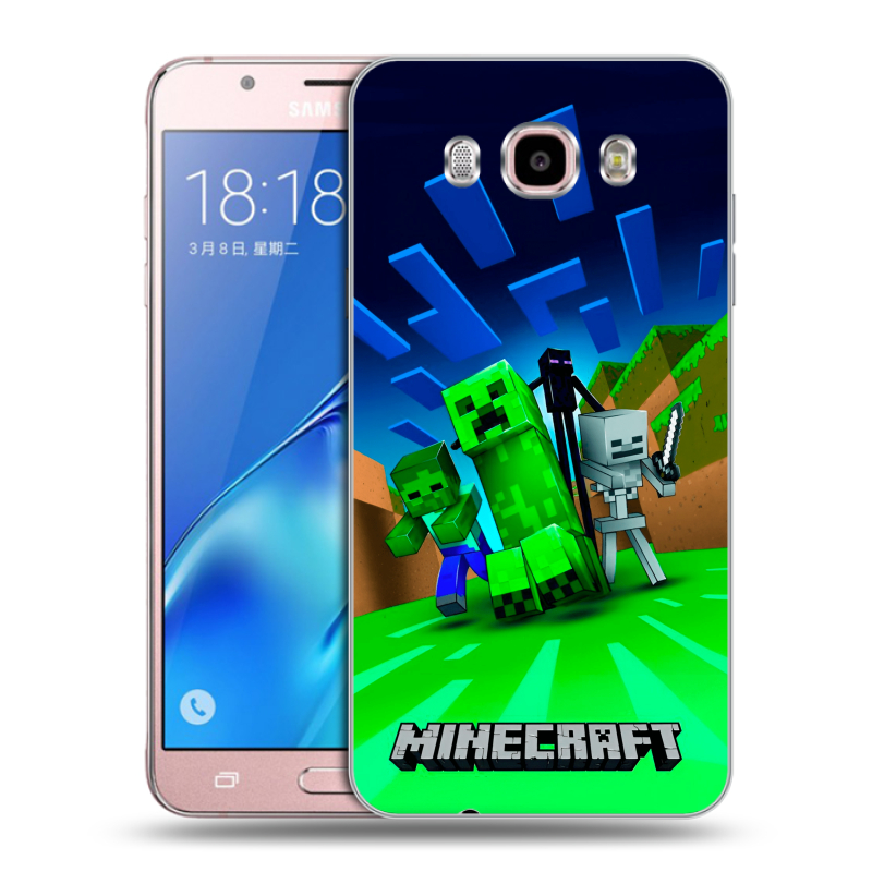 Силиконовый противоударный чехол на Samsung Galaxy J5 (2016) с принтом Майнкрафт Силиконовый противоударный чехол на Samsung Galaxy J5 (2016) с принтом Майнкрафт