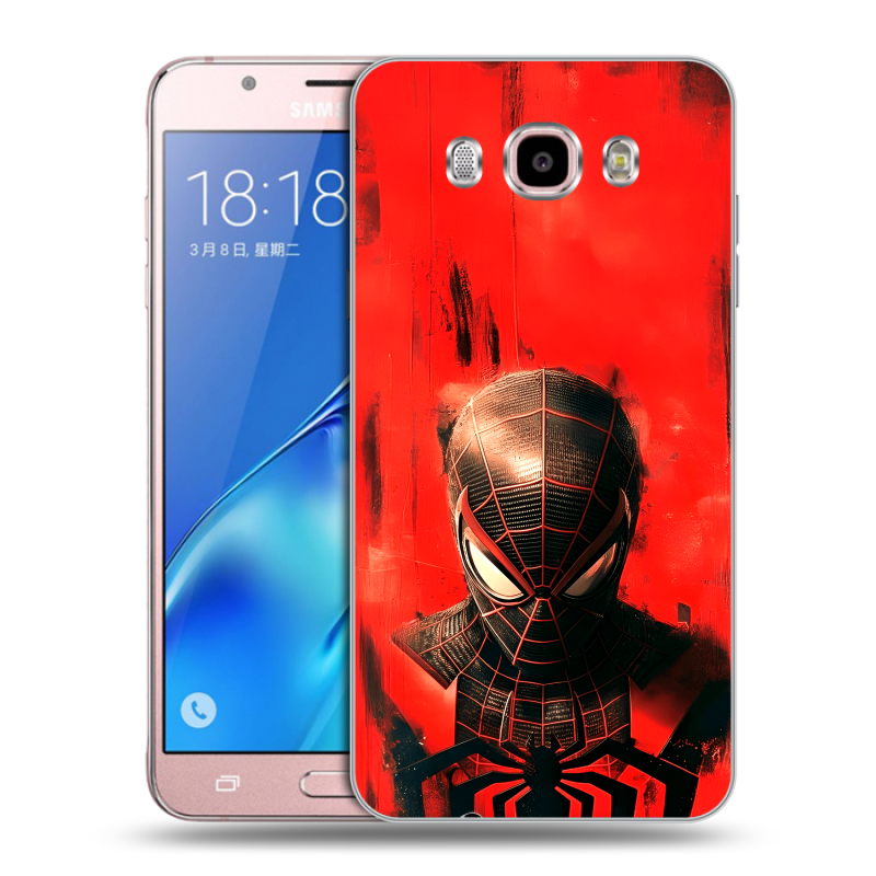 Силиконовый противоударный чехол на Samsung Galaxy J5 (2016) с принтом человек паук spiderman Силиконовый противоударный чехол на Samsung Galaxy J5 (2016) с принтом человек паук spiderman