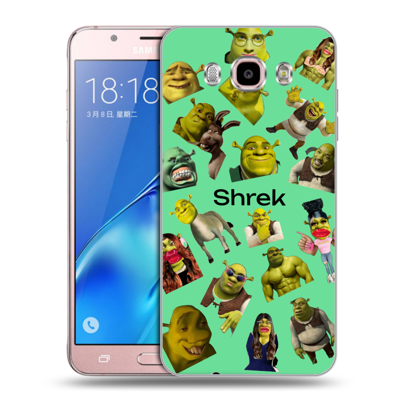 Силиконовый противоударный чехол на Samsung Galaxy J5 (2016) с принтом Шрек Shrek Силиконовый противоударный чехол на Samsung Galaxy J5 (2016) с принтом Шрек Shrek