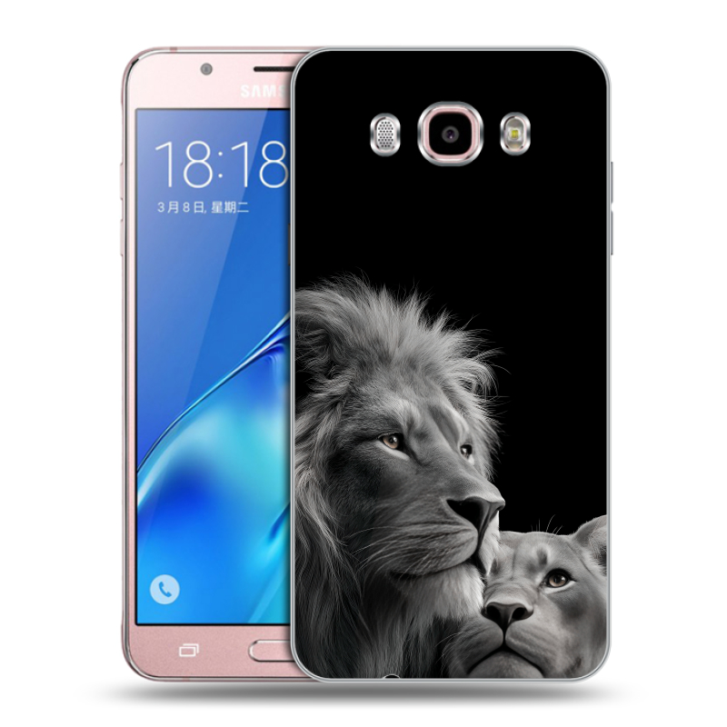 Силиконовый противоударный чехол на Samsung Galaxy J5 (2016) с принтом Лев кошки Силиконовый противоударный чехол на Samsung Galaxy J5 (2016) с принтом Лев кошки