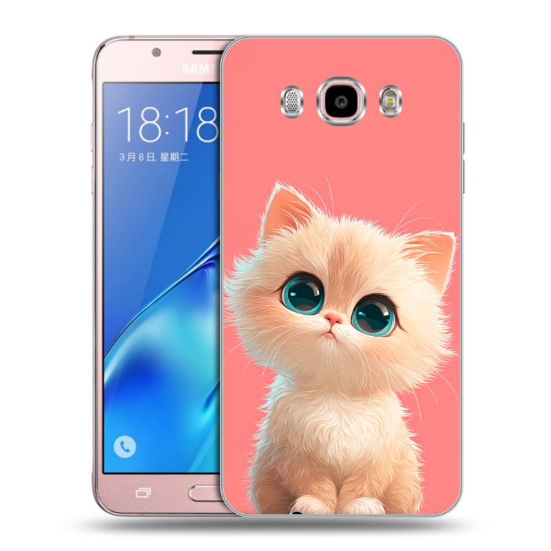 Силиконовый противоударный чехол на Samsung Galaxy J5 (2016) с принтом Розовый котенок Силиконовый противоударный чехол на Samsung Galaxy J5 (2016) с принтом Розовый котенок