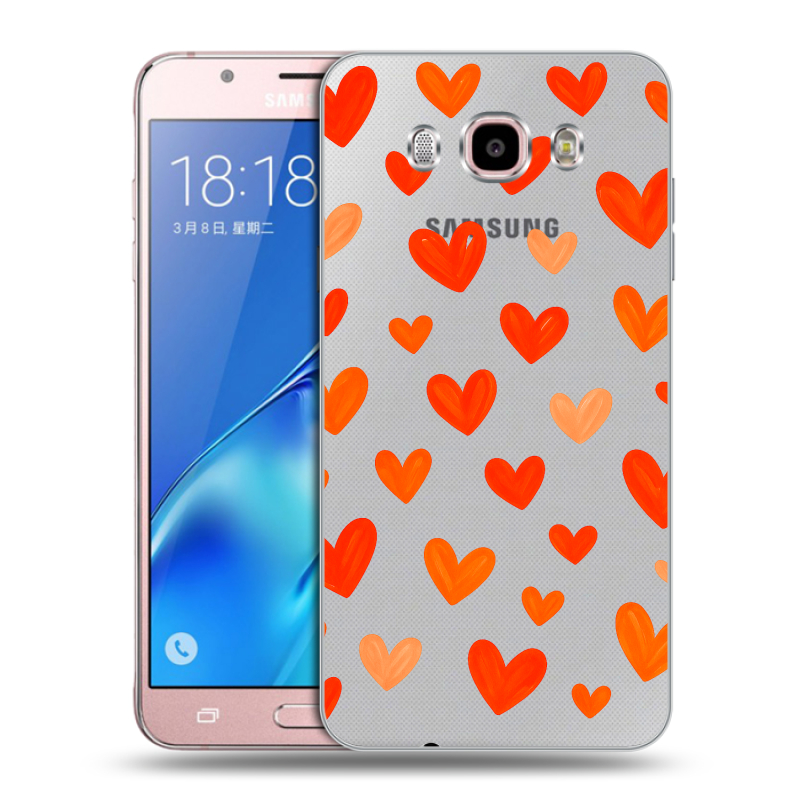 Силиконовый противоударный чехол на Samsung Galaxy J5 (2016) с принтом Сердечки Силиконовый противоударный чехол на Samsung Galaxy J5 (2016) с принтом Сердечки