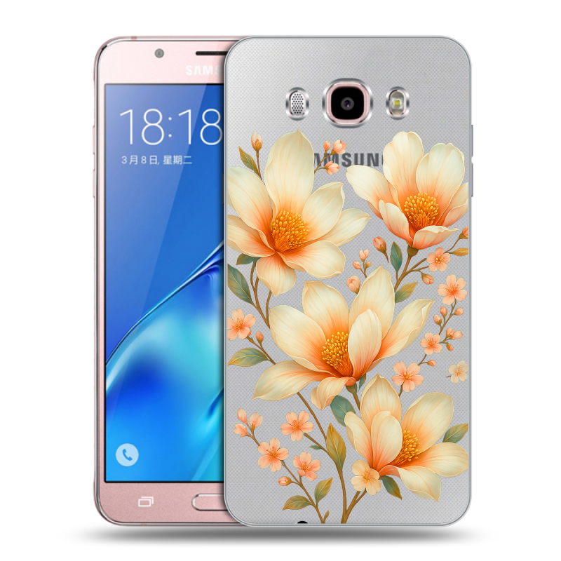 Силиконовый противоударный чехол на Samsung Galaxy J5 (2016) с принтом Цветы Силиконовый противоударный чехол на Samsung Galaxy J5 (2016) с принтом Цветы