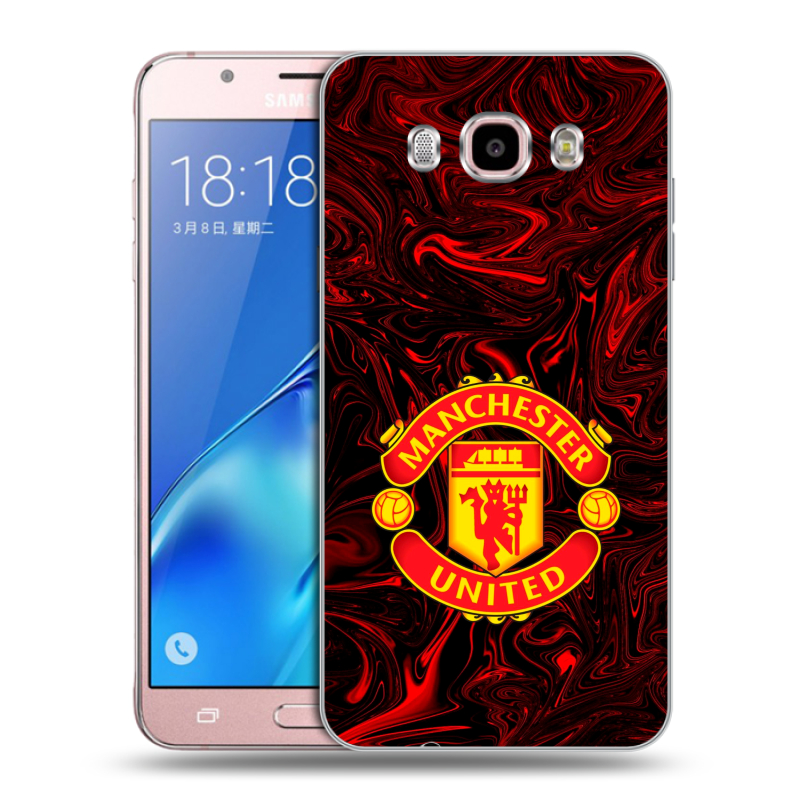 Силиконовый противоударный чехол на Samsung Galaxy J5 (2016) с принтом Manchester United Силиконовый противоударный чехол на Samsung Galaxy J5 (2016) с принтом Manchester United