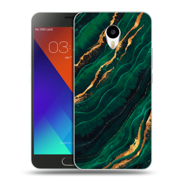Пластиковый чехол на Meizu M3 Note с принтом Мрамор зеленое золото Пластиковый чехол на Meizu M3 Note с принтом Мрамор зеленое золото